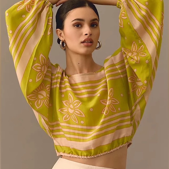 Anthropologie Tops - Anthropologie Swati Vijaivargie Cropped Graphic Top Sz XS